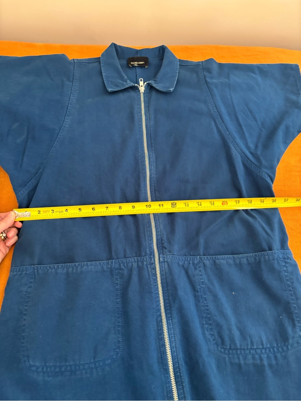 Rachel Comey Cobalt Blue  Zip-Front Short-Sleeve Jumpsuit Size 4 - Picture 8 of 9